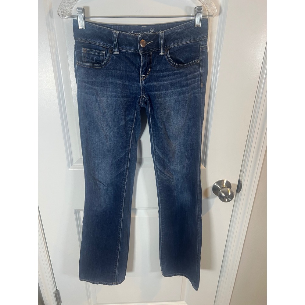 American Eagle Women Slim Boot Jeans Stretch Dark Wash‎ Size 0